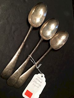 ANTIQUE English Three Large Sterling Silver Spoons