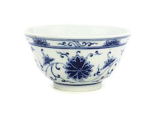A Blue and White Lotus Bowl Diameter 4 3/4 inches.