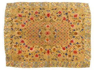 An Embroidered Silk Panel Height 43 x width 54 inches.
