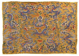 An Embroidered Silk Panel Height 41 3/8 x width 59 1/4 inches.