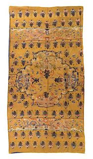 An Embroidered Silk Rectangular Panel Height 95 x width 51 inches.