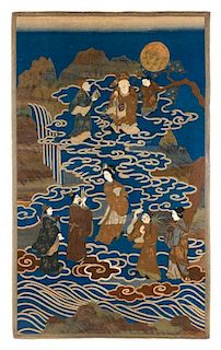 A Japanese Embroidered Tapestry Height 85 1/2 x width 55 1/2 inches.