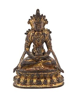 A Gilt Bronze Figure of a Bodhisattva Height 6 1/2 inches.
