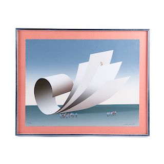 Kurt Larish (Viena, Austria, 1913 - Sarasota, Florida, EE.UU., 2009) "Sails" Serigrafía, 51/200 Firmada. 43 x 33 cm.