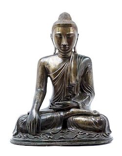 A Burmese Bronze Figure of Buddha Height 20 1/2 inches.