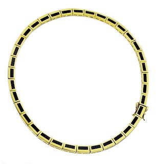 Bernard K Passman 18k Gold Onyx Link Necklace