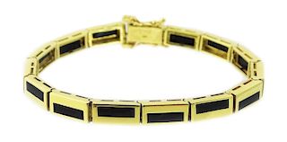 Bernard K Passman 18k Gold Onyx Link Bracelet