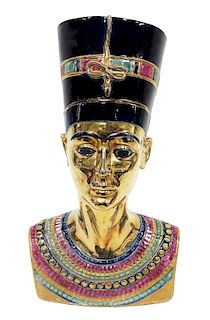 Capodimonte "Nefertit" Porcelain Brass Bust Figure