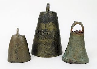Lot of Three Antique Bronze Bells
