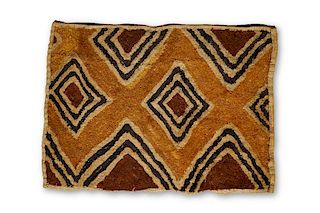 20" Hand Woven  Kasaï Velvet Kuba Cloth from Democratic Republic of the Congo