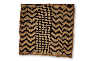 22" Hand Woven  Kasaï Velvet Kuba Cloth from Democratic Republic of the Congo