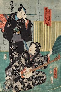 * Utagawa Kunisada (Toyokuni III), (1786-1865), depicting kabuki actors (5 works)