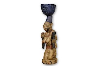 Kneeling Yoruba Maternity Figure from Nigeria - 30.5"