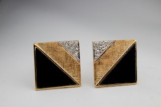 Gold & Onyx w/ Diamond Cufflinks