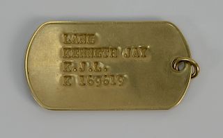 Cartier 14 karat gold dog tag, Kenneth Jay Lane K.J.L.
13 grams
