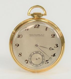 Patek Philippe open face pocket watch with second hand, monogrammed. 
44.5 mm