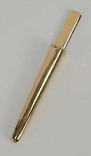 Tiffany & Co. 14 karat gold letter opener with holder (holder missing a part). 
length 5 1/2 inches, total weight 61.6 grams. 

Prov...