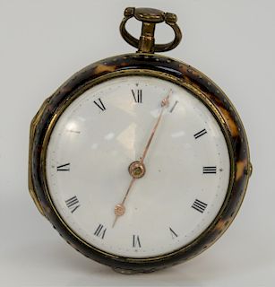 Thomas Cope, 18th century silver and tortoiseshell case pocket watch, 
tortoiseshell and pique pin decorated exterior case opening t...