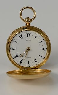 Edward Prior 18 karat gold closed face pocket watch, 
English made for Turkish market, having white enameled gold hands, face marked...