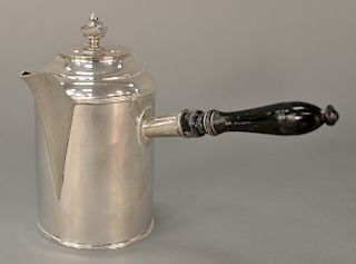 Silver teapot with side handle, marked on bottom: G M. 
height 7 1/2 inches, 16.6 troy ounces