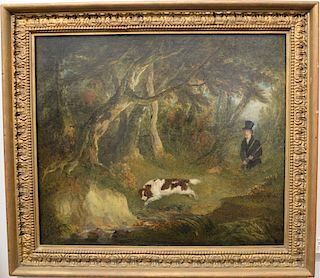 Attributed to John E. Ferneley Sr. (1782-1860), 
oil on canvas, 
Pheasant Shooting, 
unsigned, 
label on verso: Gimbel Brothers, 
17...