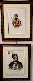Set of five hand colored Indian lithographs, 
(1) Daniel Rice & James Clark, Tshi-Zun-Hau, Wine bago; 
(2) Greenough - Micanopy, a S...
