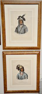 Set of four hand colored Indian lithographs, 
(1) Daniel Ric & James Clark, Ledagie, A Creek Chief; 
(2) E.C. Biddle, Bowen Opeothle...