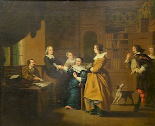 Jan Josef Horemans I (1682-1759), 
oil on canvas, 
Interior Library, 
signed lower right: J. Horemans, 
mounted on panel, 
18 1/2" x...