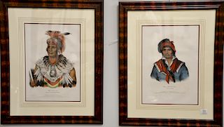 Set of four hand colored Indian lithographs, all published by F.W. Greenough, drawn, printed, and colored at L.T. Bowen's Lithograph...