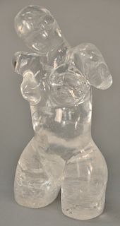 Rock crystal model figure of a nude woman torso. 
height 9 3/4 inches