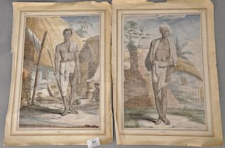 Frans Balthazar Solvyns (1760-1824), 
pair of hand colored etchings, 
A Buddee-a, No 34 and A Doam, No 43, 
Rajpoots etched in Calcu...