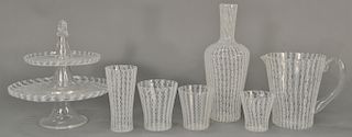 Paolo Venini (1895-1959) ninety-six piece set of Zanfirico Merielto pattern glasses and serving pieces with spiral cane twist, sever...