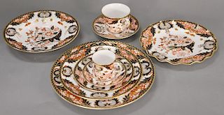 Royal Crown Derby large dinnerware set, setting for twelve to include (12) dinner plates, (12) lunch plates, (8) soups, (12) bread p...