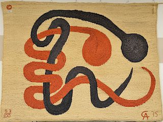 After Alexander Calder,  Bon Art,  maguey fiber tapestry,  "Lambrizi" 1974,  Bon Art label,  woven: CA 75, numbered: 53/100    72" x...