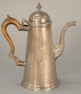 Georgian silver lighthouse style teapot. 
height 9 1/4 inches, 23.1 troy ounces