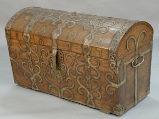 Continental dome top chest,  Spanish Continental with iron mounts and handles