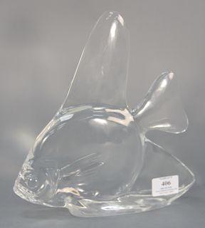 Steuben crystal figure of a fish, signed Steuben on bottom.  height 10 1/2 inches, length 10 inches