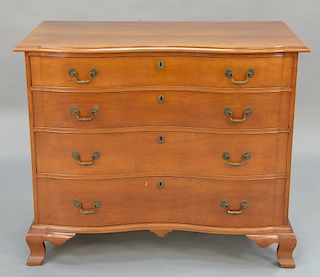 Margolis cherry four drawer oxbow chest, 
on ogee feet, signed with Margolis brand mark. 
height 31 1/2 inches, width 35 1/4 inches,...