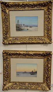 Pair of Paul B. Pascal (1832-1903),  gouache paper,  Orientalist Landscape,  each signed and dated: P. Pascal 1884,  sight size 6 1/...