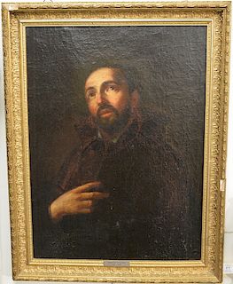 Italian Spanish Portrait, 
oil on canvas, 
Saint Ignatius of Loyola, 
17th/18th century, 
unsigned, 
28 3/4" x 21 1/4"