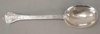 Stephen Venables? circa 1679 spoon,  having shell and scroll carved end and scrolled back of bowls