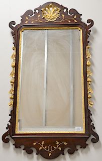 Margolis mahogany Chippendale mirror, gilt pierced shell carving. 
45 1/4" x 25 1/4"