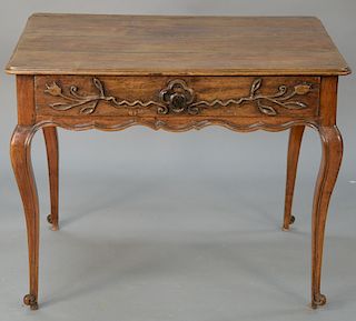 Louis XV writing table, one drawer, set on cabriole legs, 18th century (restored top)