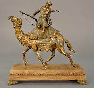 Orientalist Austrian bronze figure,  Camel Rider holding rifle.  height 12 3/4 inches, length 12 1/2 inches