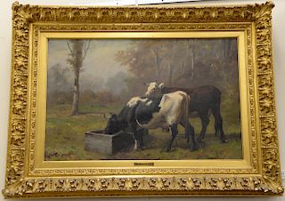 Robert Atkinson Fox (1860-1935), 
oil on canvas, 
Cattle Feeding, 
signed lower right: R.A. Fox, 
20" x 31"