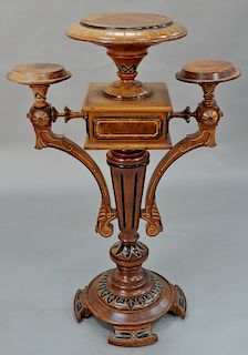 Renaissance Revival pedestal with triple round top on square and turned shaft on round footed base. 
height 40 inches, width 27 1/2 ...