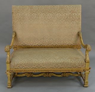 Louis XIV style loveseat with gilt frame. height 45 1/2 inches, width 47 inches   Provenance:  Estate of Eileen Slocum located in th...