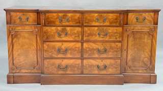 Beacon Hill mahogany sideboard/server with flip center top,  over eight drawers flanked by doors and drawers, top flips to make larg...