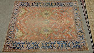 Heriz Oriental carpet, late 19th century (hole and tear on end, wear). 
9'2" x 11'3"

Provenance: 
Estate of Kenneth Jay Lane