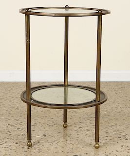 FRENCH TWO TIER BRONZE AND GLASS TABLE C.1950